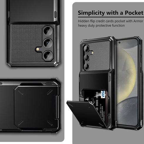 Vofolen for Samsung Galaxy S24+ Wallet Case with Card Holder, 4-Card Dual Layer Heavy Duty Shockproof Wallet Case, Hidden Flip Card Slot Large Sto...