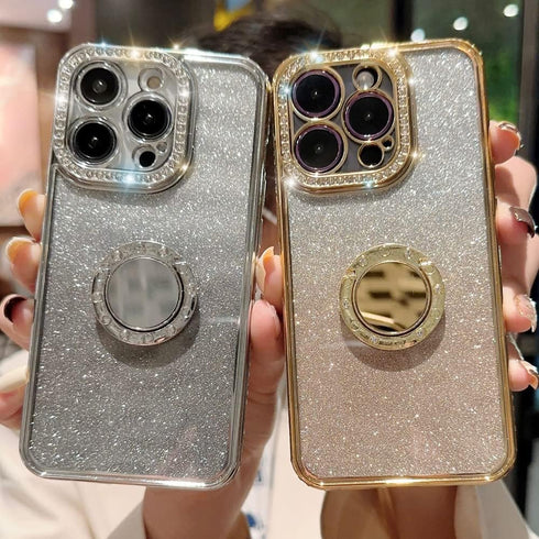 Case for iPhone 12 Case Women Girl with Ring Stand Ring Holder Kickstand, Cute Glitter Sparkle Bling Protective Phone Case Cover (Purple)...