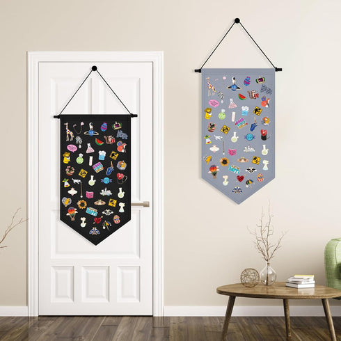 Kunyeah Wall Hanging Brooch Organizer Storage Case Colorful Canvas Pin Board Stand Enamel Pin Badge Hanging Holder Display Banner Earrings Collect...