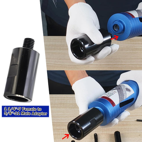 5/8"-11 Male Thread to 1/2" Hex Shank Core Drill Bit Adapter | Premium Hardened Steel Converter for Concrete Core Bit | Convenient Coring Drill | ...