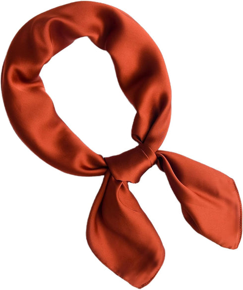 Wander Agio Hair Tie Silk Like Neck Scarf Womens Printing Small Scarves Square Headscarf Silky Hair Band Pure Color...