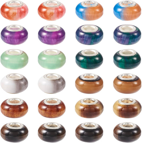 Craftdady 66Pcs Resin Gemstone Large Hole Rondelle Spacer Beads 11 Colors European Beads Slide Charm Beads for Crafts DIY Bracelets Jewelry Making...