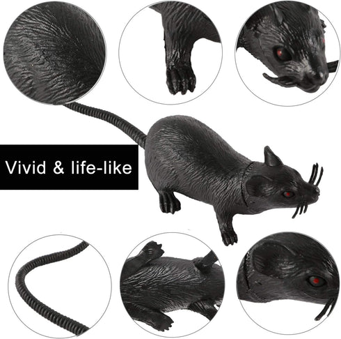 33 PCS Halloween Fake Mouse Toys, Realistic Plastic Mouse Figurines Simulated Big and Small Mouse Models for Halloween Party Decorations Joke Tric...