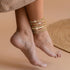 Gold Ankle Bracelets for Women Waterproof 14K Gold Plated Anklets Layered Cuban Link Chain Herringbone Cute Anklets Set Pack Dainty Summer Beach J...