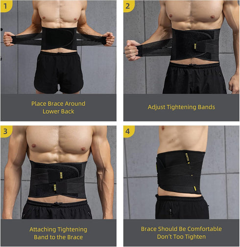 BERTER Lower Back Brace for Lower Back Pain Relief Sciatica for Men & Women, Adjustable Breathable Lumbar Back Support Belt for Herniated Disc, Sc...