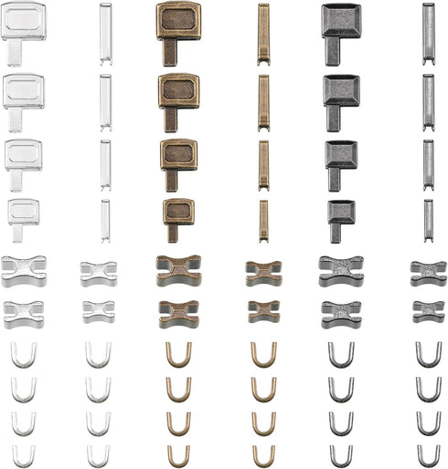 WILLBOND 60 Pieces Metal Zipper Insertion Pin 4 Sizes Zipper Repair Kit Latch Slider Retainer for Jackets Coats 3 Colors DIY Sewing Replacement, S...