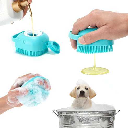 6Pcs Dog Bath Brush, Soft Silicone Pet Shampoo Massage Dispenser Grooming Shower Brush, Pet Finger Toothbrush, Nail Clippers and Nail File for Dog...