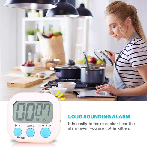 Kitchen Timer Digital for Teachers Kids Cooking with Magnetic + ON/Off Switch + Count Up Countdown, Stopwatch Timer Stand/Hook, Cooking Timer with...