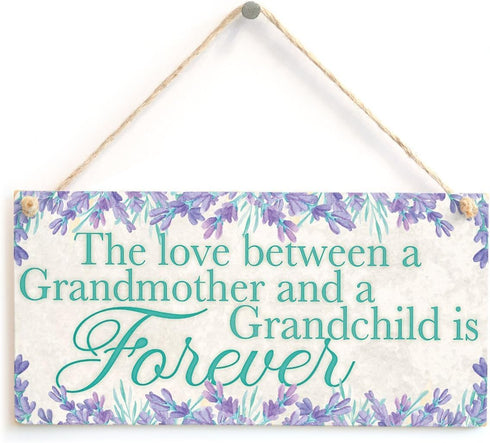 Meijiafei The Love Between a Grandmother and a Grandchild is Forever - Lovely Meaningful Gift Sign for Gran Family Retirement Sign 10"x5"...