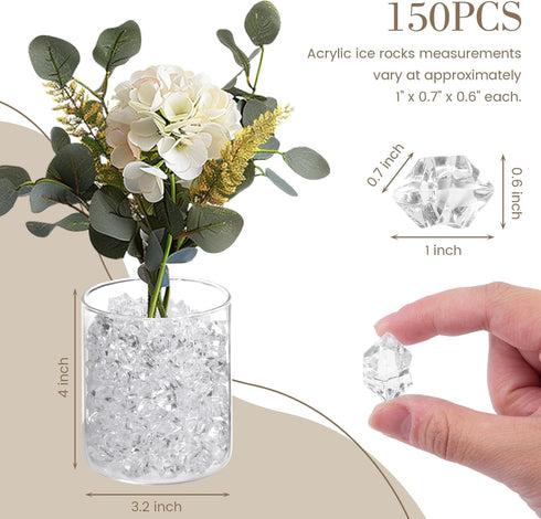 DomeStar Fake Ice, 150PCS Fake Diamonds, Plastic Diamonds Acrylic Rocks Vase Fillers for Centerpieces Wedding Party Table Scatter Food Display...