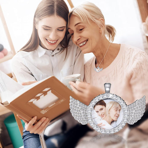 Hicarer 36 Pieces Rhinestone Wing Bezel Pendant Trays Clear Glass Cabochons Lobster Clasp Link Necklace Chain for DIY Jewelry Craft Wedding Bride ...