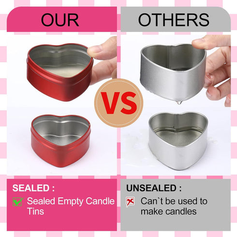 Vesici 12 Pack 2 oz Heart Shaped Metal Tins with Lids Empty Candle Jars Candle Containers Cans for Making Candles Heart Box for Mother's Day Candi...