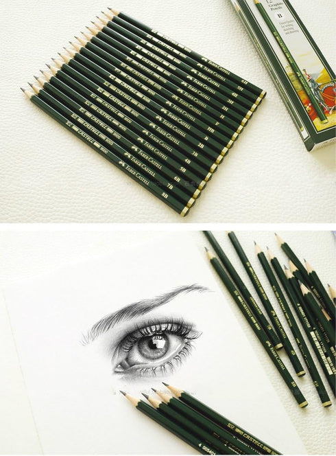 Faber-Castell pencils, Castell 9000 Artist graphite 6B pencils for sketch, drawing, shading, art supplies - box of 12...