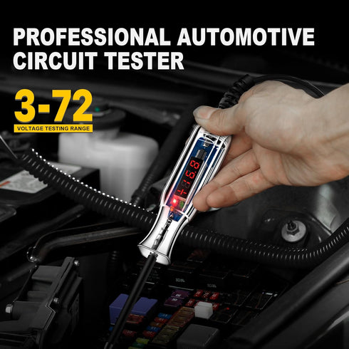 Upgraded 3-72V Digital Automotive LED Circuit Tester, DC Voltage Test Light with Voltmeter & Portable Spring Wire, Vehicle Circuits Low Voltage Li...