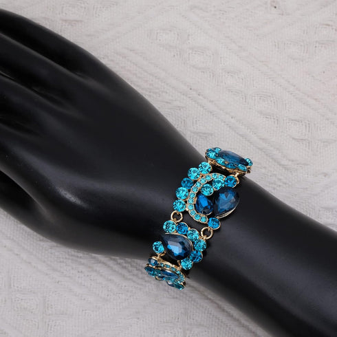 Women's Elegant Rhinestone Teardrop Crystal Bridal Art Deco Necklace Earrings Bracelet Jewelry Set for Bride Wedding Dress Accessories Rhinestone ...