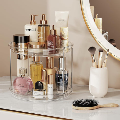 2 Tier Lazy Susan Turntable Organizer 9.25'' Rotating Spice Rack Organization for Cabinet, Kitchen, Pantry, Countertop, Spining Makeup Organizer f...