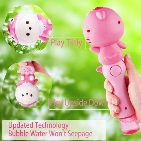 Cute Bubble Wand Machine for Kids,Automatic Electric Cartoon Musical Light USB Rechargeable Bubble Maker with 2 Bubble Solutions for Outdoor,Bubbl...
