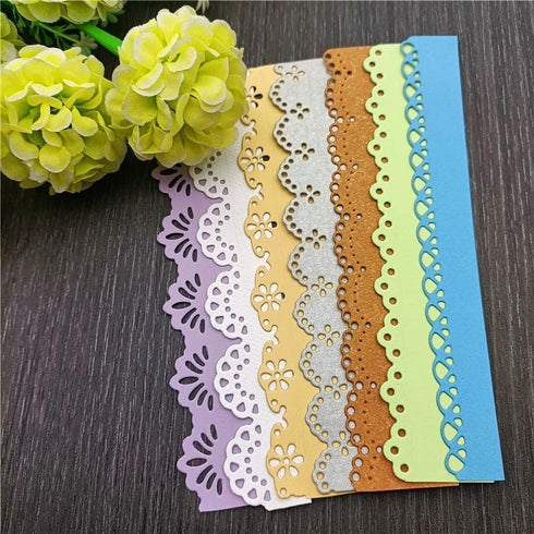 7pcs Flower Lace Cutting Dies, Flower Edge Border Die Cuts Metal Embossing Stencils Template Mould for Card Scrapbooking and DIY Craft Album Paper...