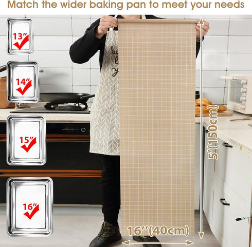 Silicone Baking Mat Roll 16IN*5FT Free Cutting, Non-Slip Pastry Mat, Non-Stick Reusable Air Fryer Liner, Oven Liners, Counter Mat, Freeze Dryer Ma...