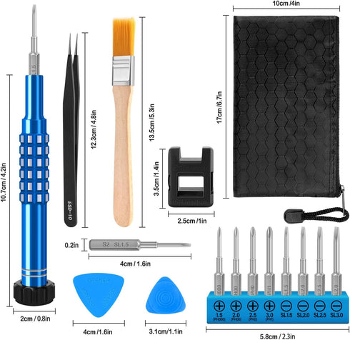Small Phillips Screwdriver Set,Small Slotted Screwdrivers,Magnetic Repair Tool Kit, 15 Piece Precision Screwdriver Set for Computer,Laptops,Eyegla...
