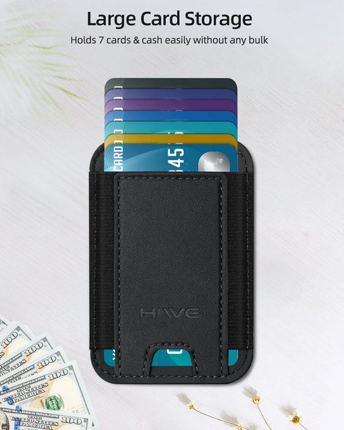 Phone Card Holder, Premium Leather Phone Wallet Stick On, Strong Adhesive Cell Phone Pocket Credit Card Holder for Phone Compatible with iPhone, S...