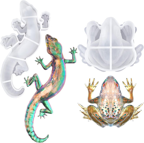 LET'S RESIN Resin Molds Silicone, 2 Pcs Animal Epoxy Resin molds with Realistic Frog and Lizard Shapes, 3D Lifelike Silicone Molds for Epoxy Resin...
