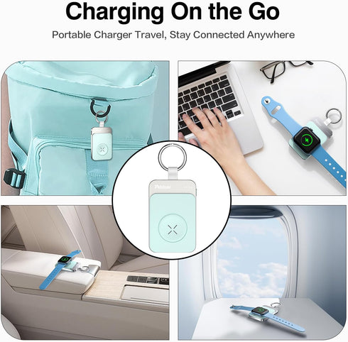 Portable Wireless Charger for Apple Watch, 1500mAh Magnetic iWatch Charger Travel, Portable Watch Charger Keychain Power Bank for iWatch Series 9/...