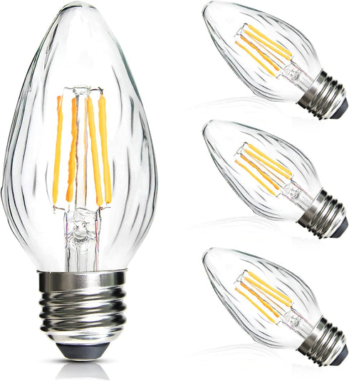 ROMANJOY F15 4W LED Light Bulbs, LED Porch Light Bulbs, E26 Medium Base, Dimmable 2700K Warm White LED Post Bulb 40w Equivalent, Outdoor Decorativ...