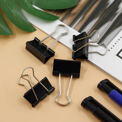 40 Pack 1 Inch / 25mm Binder Clips Black Paper Clips, Medium Binder Clips Metal Paper Clamps Office Clips School Supplies, Small Binder Clips for ...