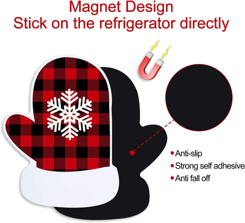 17Pcs Snowman Refrigerator Magnets | Christmas Decorations | Large Red Black Buffalo Plaid Fridge Magnet Stickers | Xmas Holiday Decorations for F...