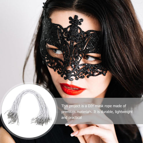 STOBOK 100pcs Elastic Barbed Cords Loop Stretch Loop Band Round String with Metal Barbs Fastener Hat Chin Cord Strap for Party DIY Hat Elastic Men...