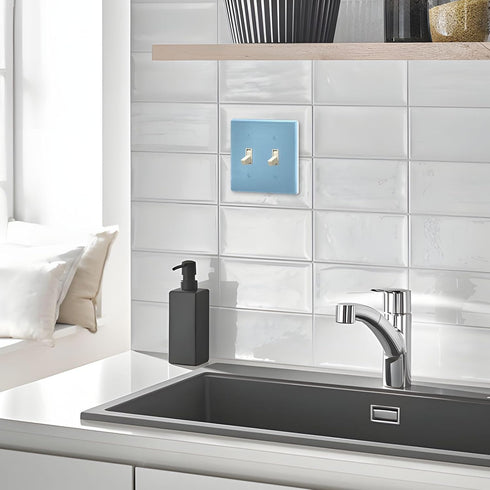 Light Blue Light Switch plate Cover 3 Gang Toggle Switch Wall Plate Decorative Outlet Covers Home Decor H4.46 xL6.37in...