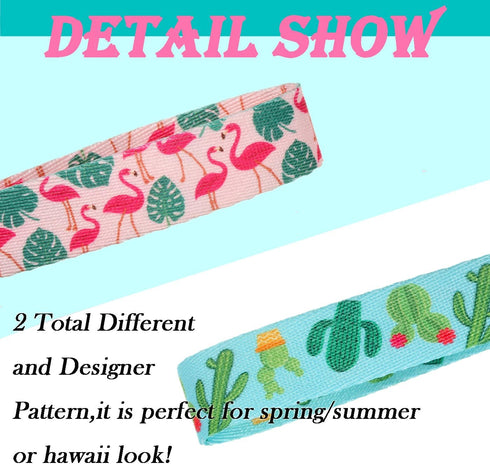 Spring Summer Dog Collar 2 Pack, Flamingos Cactus Print Medium Dog Collar, Hawaiian Collar for Boy Girl Dogs...