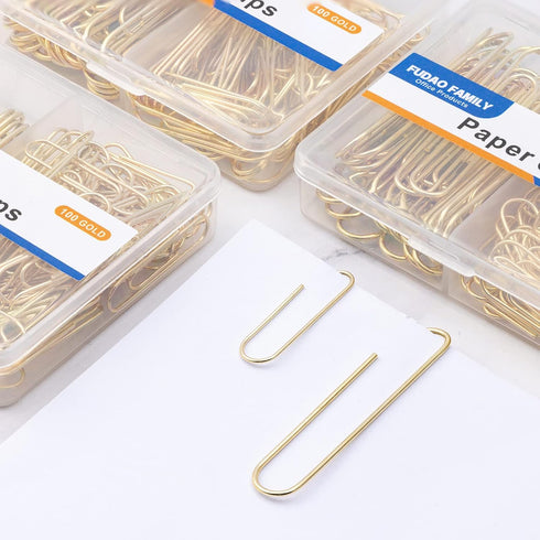 Paper Clips Assorted Sizes, Large Paper Clips, Small Paper Clips, Paper Clip, 300 Gold Paper Clips, (3 Boxes of 100 Each)...