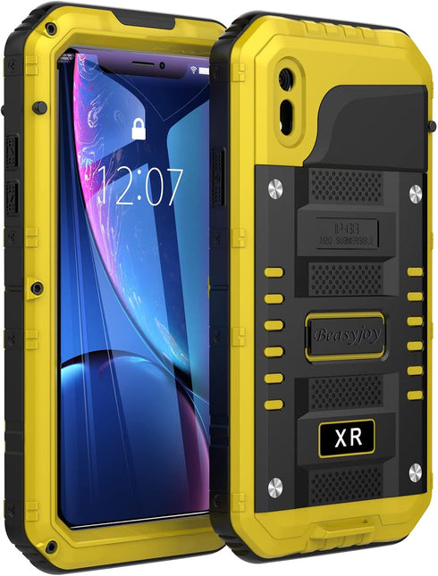 Beasyjoy for iPhone XR Metal Case, Waterproof Heavy Duty Case with Built-in Screen Protector, Full Body Protective Shockproof Tough Rugged Militar...