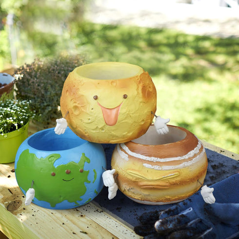 Cinf Mars Flower Pots Doll Shaped Resin Garden Pots Cute Green Plants Flower Pot Lovely Pen Container Modern Decorative Planter Pot for Outdoor or...