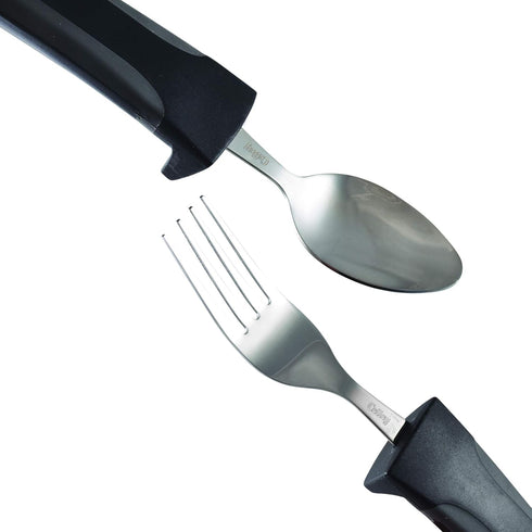 Adaptive Eating Utensils by Celley for Parkinson's, Arthritis, MS, Elderly, Hand Tremors, Handicapped | 4pc Easy Grip Silverware Stainless Steel K...