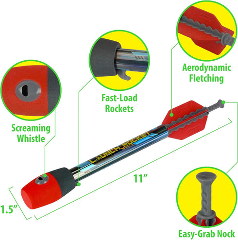 Funwares Launch Rocket for Kids, Soars and Whistles 250 FT, 2 Whistling Foam Rockets, 100% Kid Powered Fun Kids Outdoor Toy, Boys and Girls Age 8+...