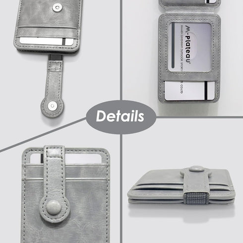 M-Plateau Phone Wallet Stick ON,Card Holder for Cell Phone with Elastic Magnetic Closure,Perfect Bifold Credit Card Holder For Phone Cases(Pure Gr...