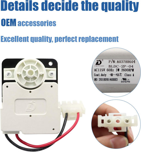 242077702, FDQC18EL4F, 242077705 Evaporator Fan Motor (OEM), 5304514392, A03788604 Blower Motor for Frigidaire, Kenmore Refrigerators - 2 Year Warranty