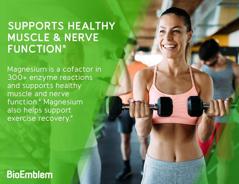 BioEmblem Triple Magnesium Complex | 300mg of Magnesium Glycinate, Malate, & Citrate for Muscles, Nerves, & Energy | High Absorption | Vegan, Non-...