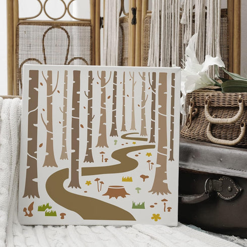 FINGERINSPIRE Woodland Forest Stencils 11.8x11.8 inch Forest Tree Painting Stencil Forest Path Stencil Plant Drawing Stencil Into The Woods Stenci...