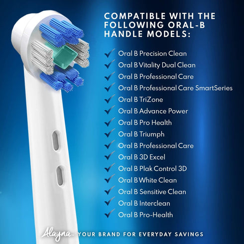Professional White Replacement Brush Heads w/ 3D Whitening, Compatible with Oralb Braun Electric Toothbrush- 16 Pro Style- Fits The Oral-B Kids Ca...