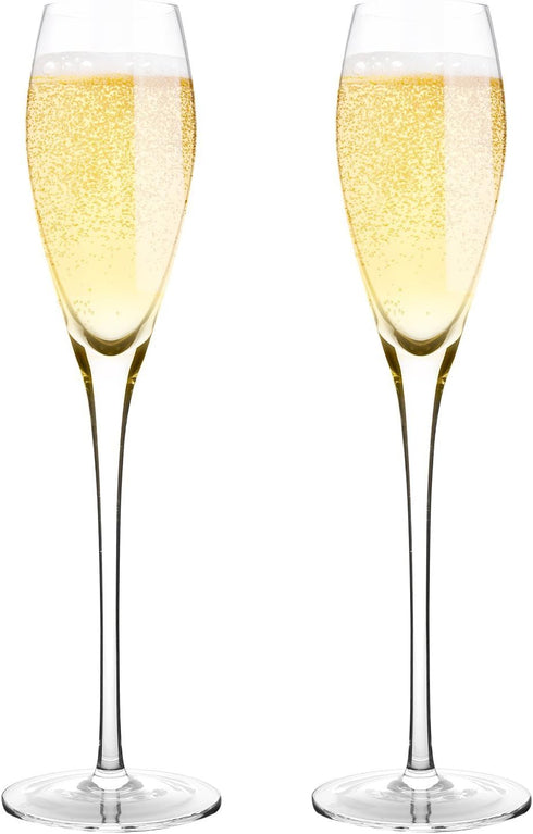 Bella Vino Hand Blown Crystal Champagne Flutes - Bella Vino Standard Champagne Glasses Made from Premium Crystal Glass, Great Gift, 10.5", Clear, ...