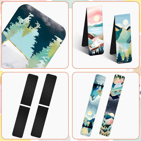 Magnetic Bookmarks for Book Lovers, 12 pcs Magnet Landscape Bookmark Scenery Painting Page Clips Book Markers for Reader/Writer/Women/Men/Girls/Te...