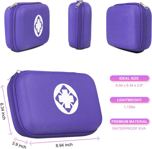 Car-Home Survival First-Aid Kit Emergency-Kit - Purple 273Piece Equipment Travel Supplies First Aid Set Home Essentials Camping Hiking YIDERBO...