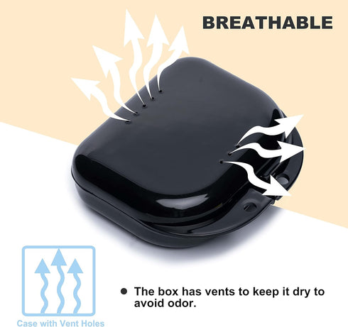 BOOMIBOO Retainer Case with Vent Holes, 4 Pcs Denture Cases, Durable & Similar Mouth Guard Case for Black, White, Yellow and Blue - Tight Snap Loc...