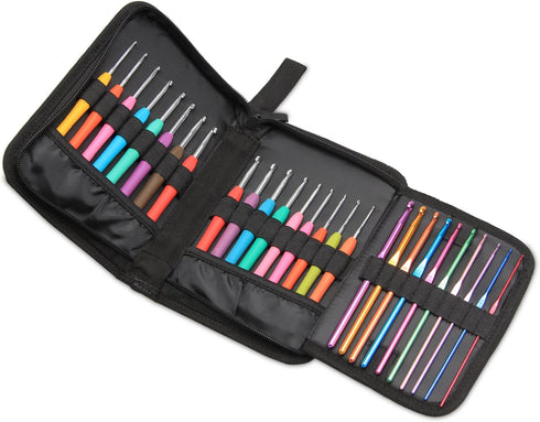 Teamoy Crochet Hook Case, Travel Carry Bag for Ergonomic Crochet Hooks Kits, Aluminum /Steel Crochet Hook and More, Lightweight, Well Made--NO Acc...