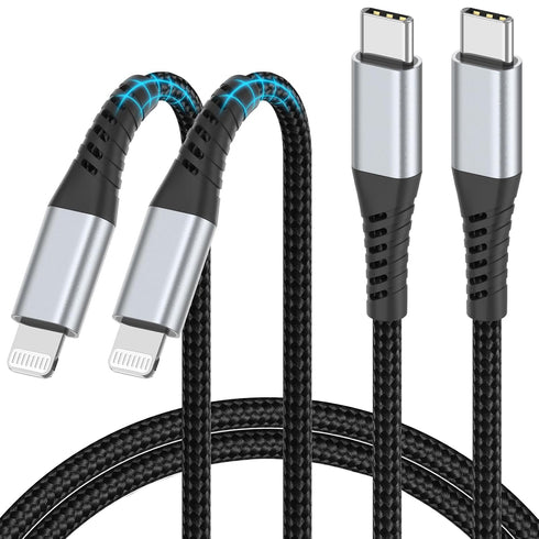 3FT USB C to Lightning Cable, 2-Pack USB Type C iPhone Charger Cable PD Fast Charging ?Apple MFi Certified? Braided USBC to Lightning Cable for iP...
