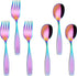 ANNOVA Kids Silverware Children's Safe Flatware Set Stainless Steel - Children Forks And Dinner Spoons, Toddler Utensils, Metal Cutlery Set for Lu...